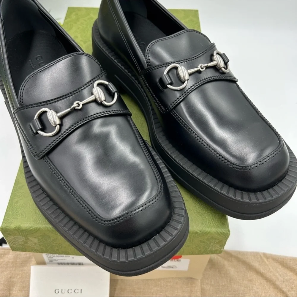 Men’s Gucci chunky horse bit loafers size 8 fits 8.5 US made in Italy